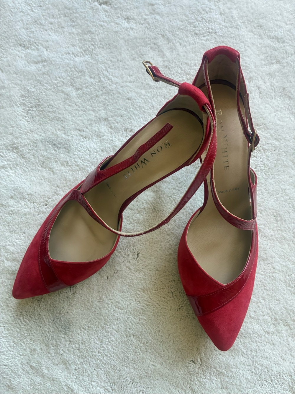 Ron White Suede Pointed Toe Ankle Strap heels
